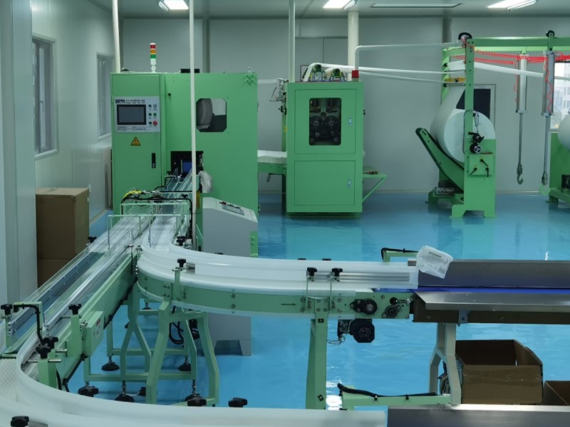 全自动动折叠机+大回旋切断机+全自动筒膜袋包装机生产线